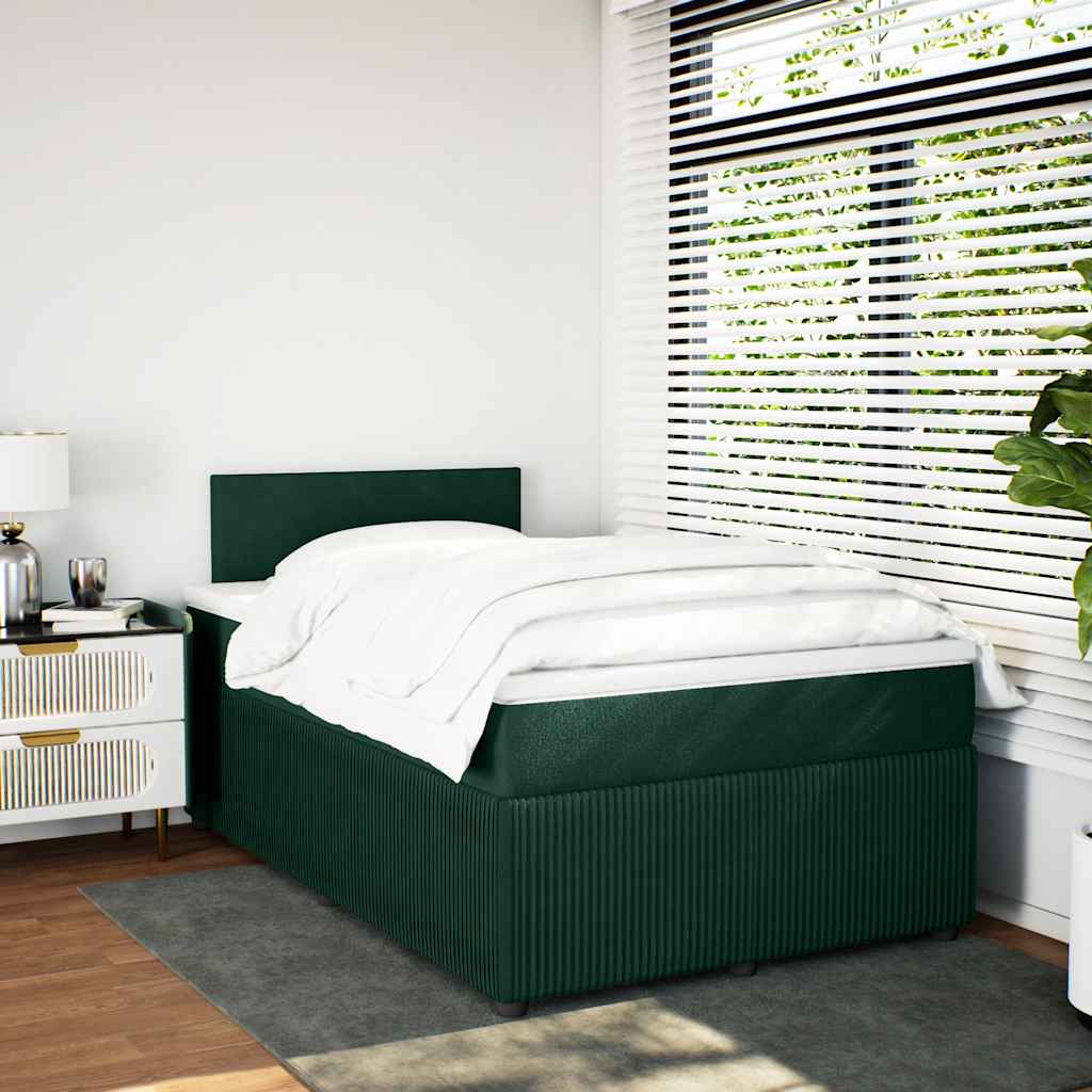 Boxspringbett mit Matratze Dunkelgrün 120x190 cm Samt