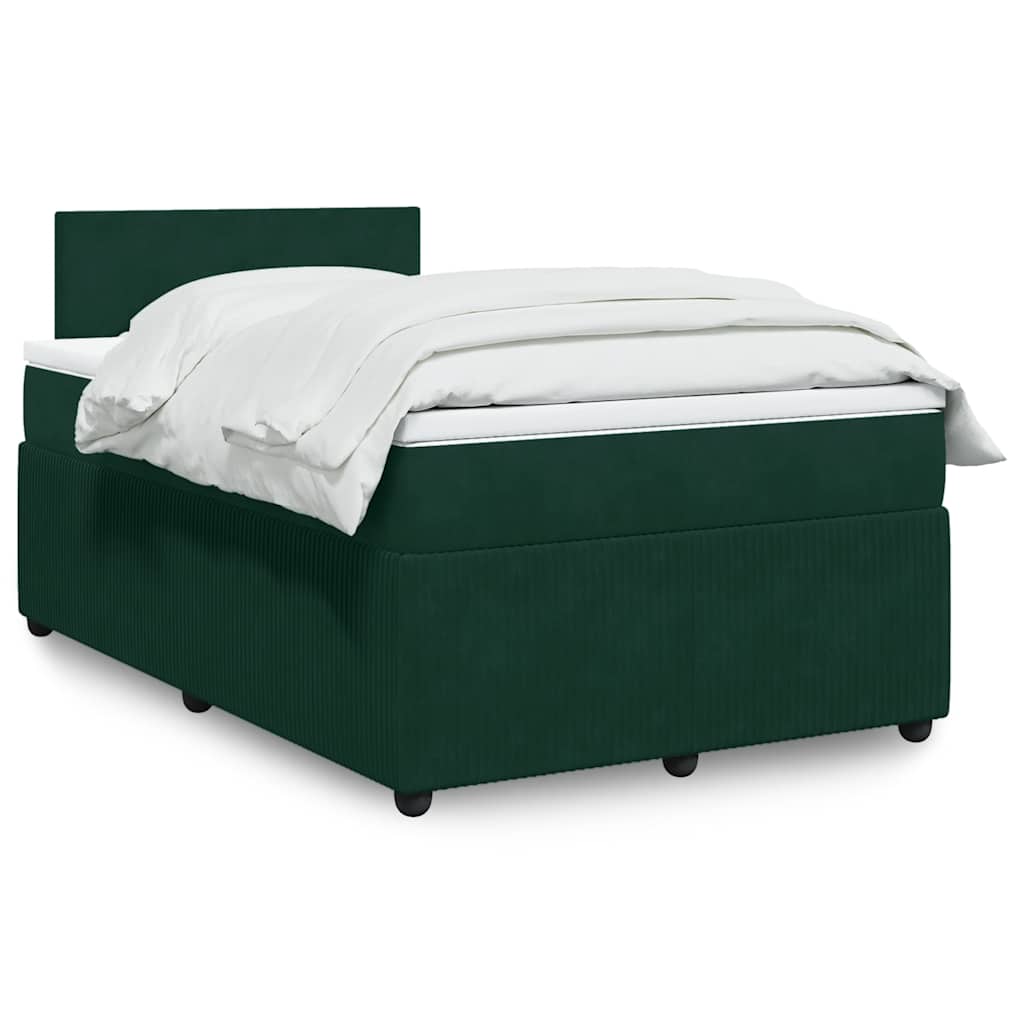 Boxspringbett mit Matratze Dunkelgrün 120x190 cm Samt