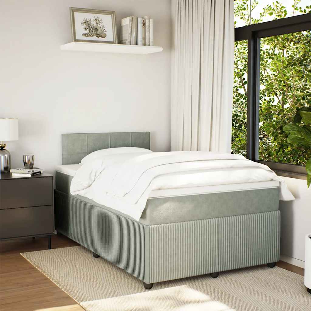 Boxspringbett mit Matratze Hellgrau 120x190 cm Samt