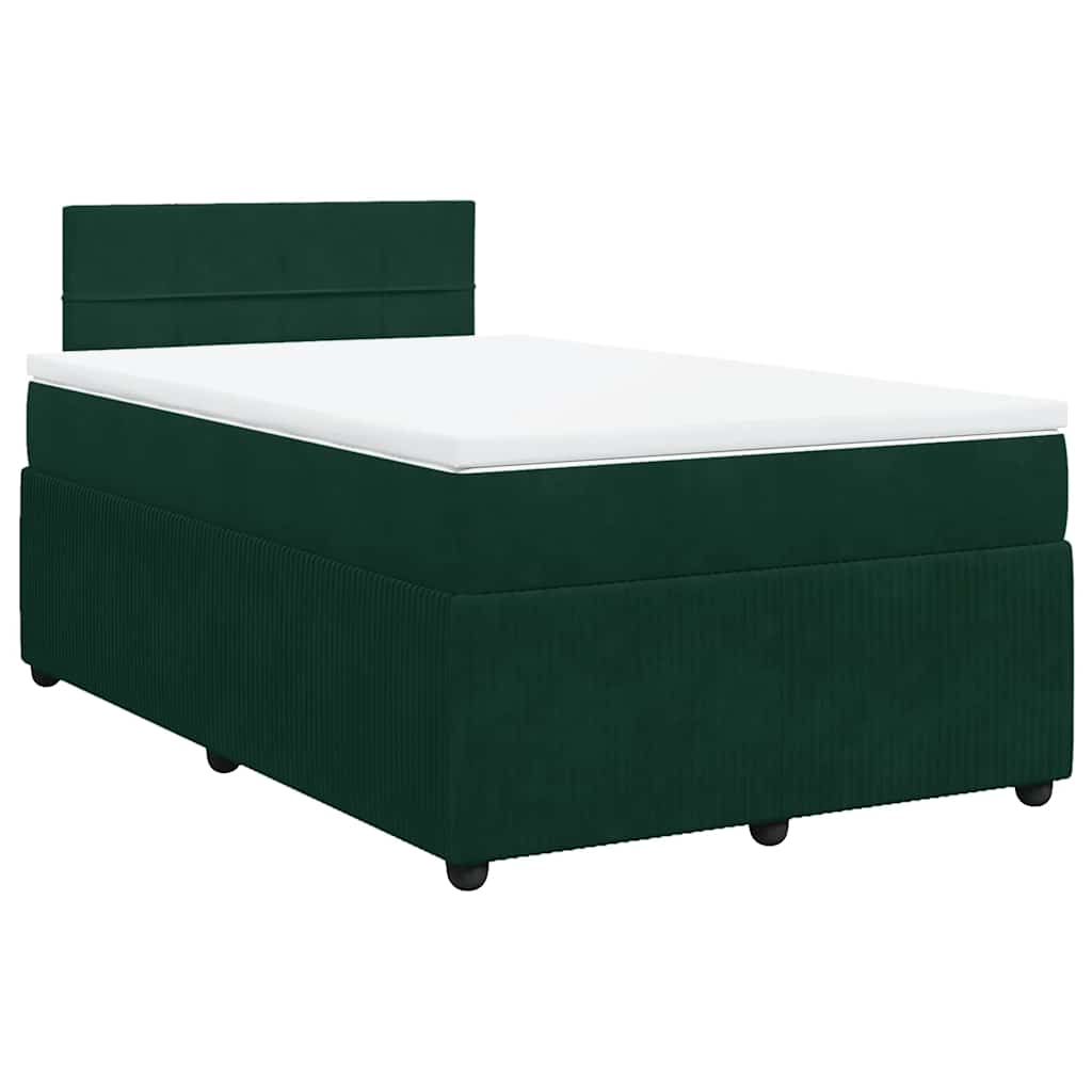 Boxspringbett mit Matratze Dunkelgrün 120x190 cm Samt