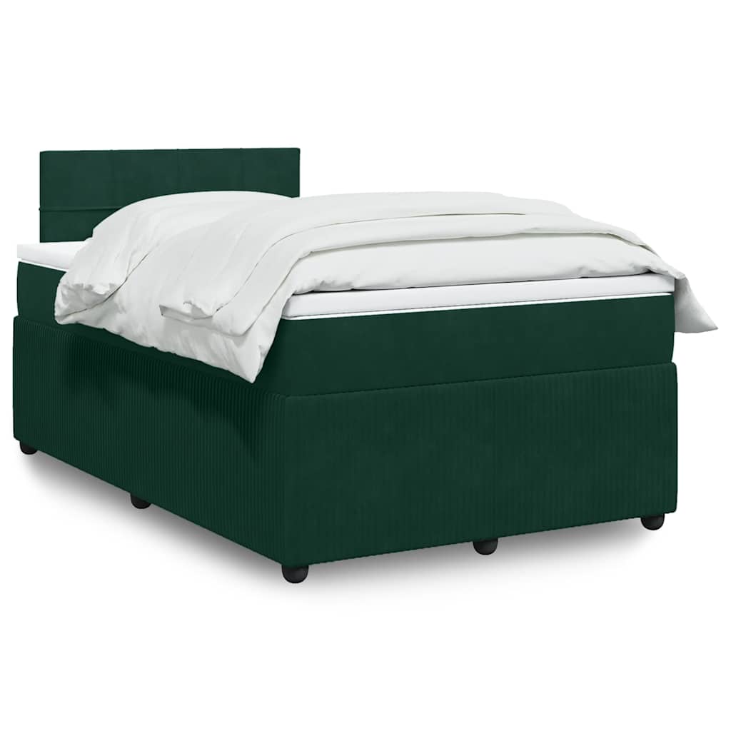 Boxspringbett mit Matratze Dunkelgrün 120x190 cm Samt
