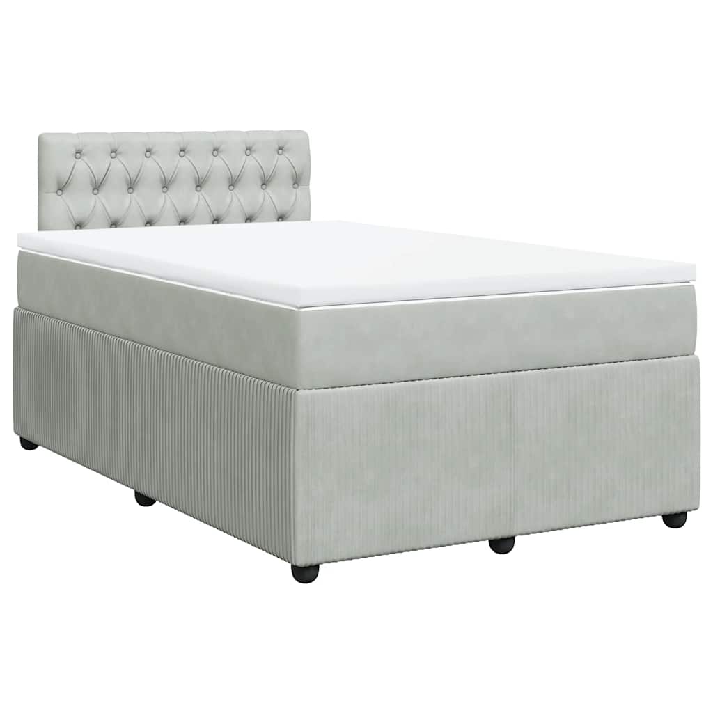 Boxspringbett mit Matratze Hellgrau 120x190 cm Samt