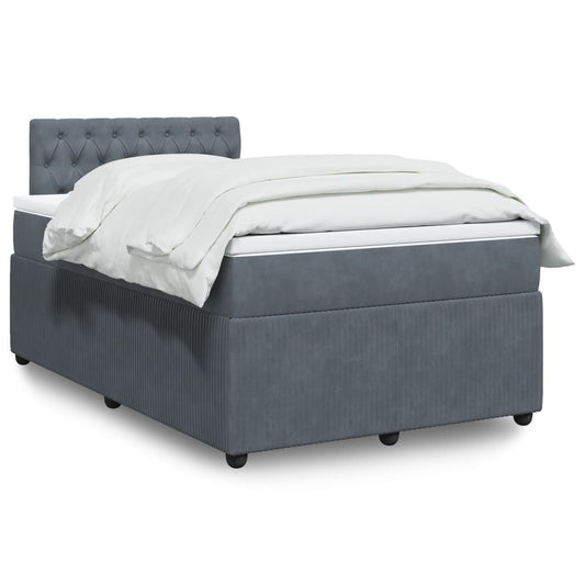 Lit à sommier tapissier avec matelas gris foncé 120x190 cm velours