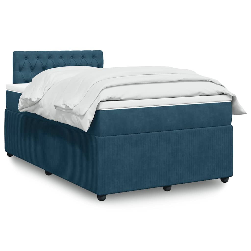 Boxspringbett mit Matratze Blau 120x190 cm Samt