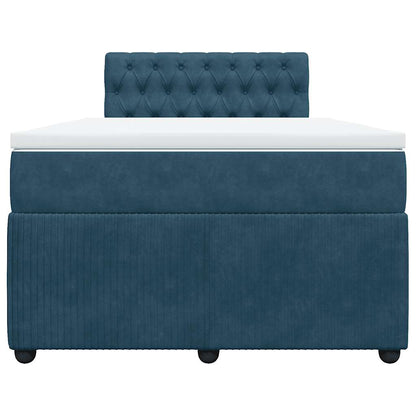 Boxspringbett mit Matratze Blau 120x190 cm Samt