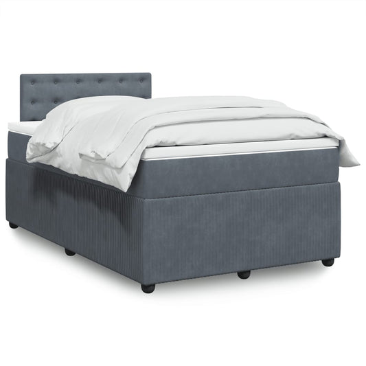 Lit à sommier tapissier avec matelas gris foncé 120x190 cm velours