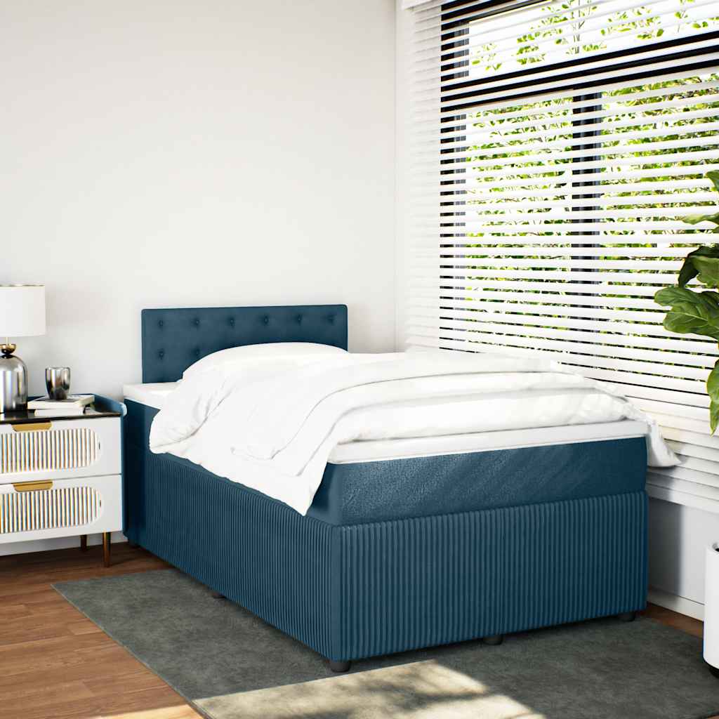 Boxspringbett mit Matratze Blau 120x190 cm Samt