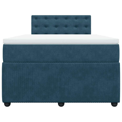 Boxspringbett mit Matratze Blau 120x190 cm Samt