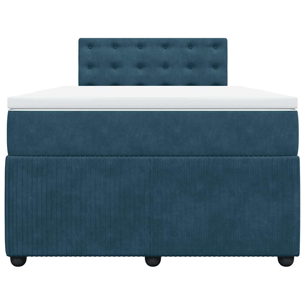 Boxspringbett mit Matratze Blau 120x190 cm Samt