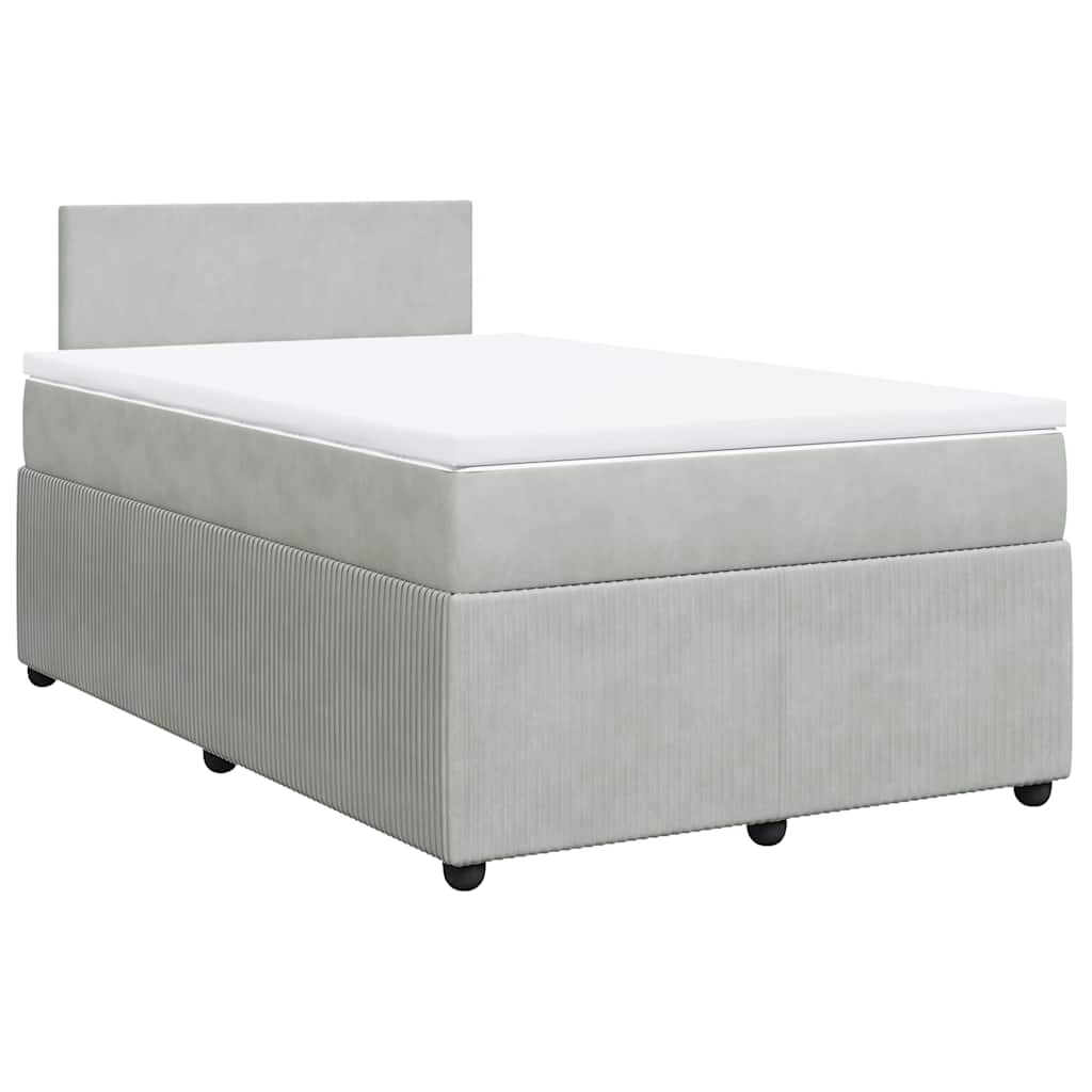 Boxspringbett mit Matratze Hellgrau 120x200 cm Samt