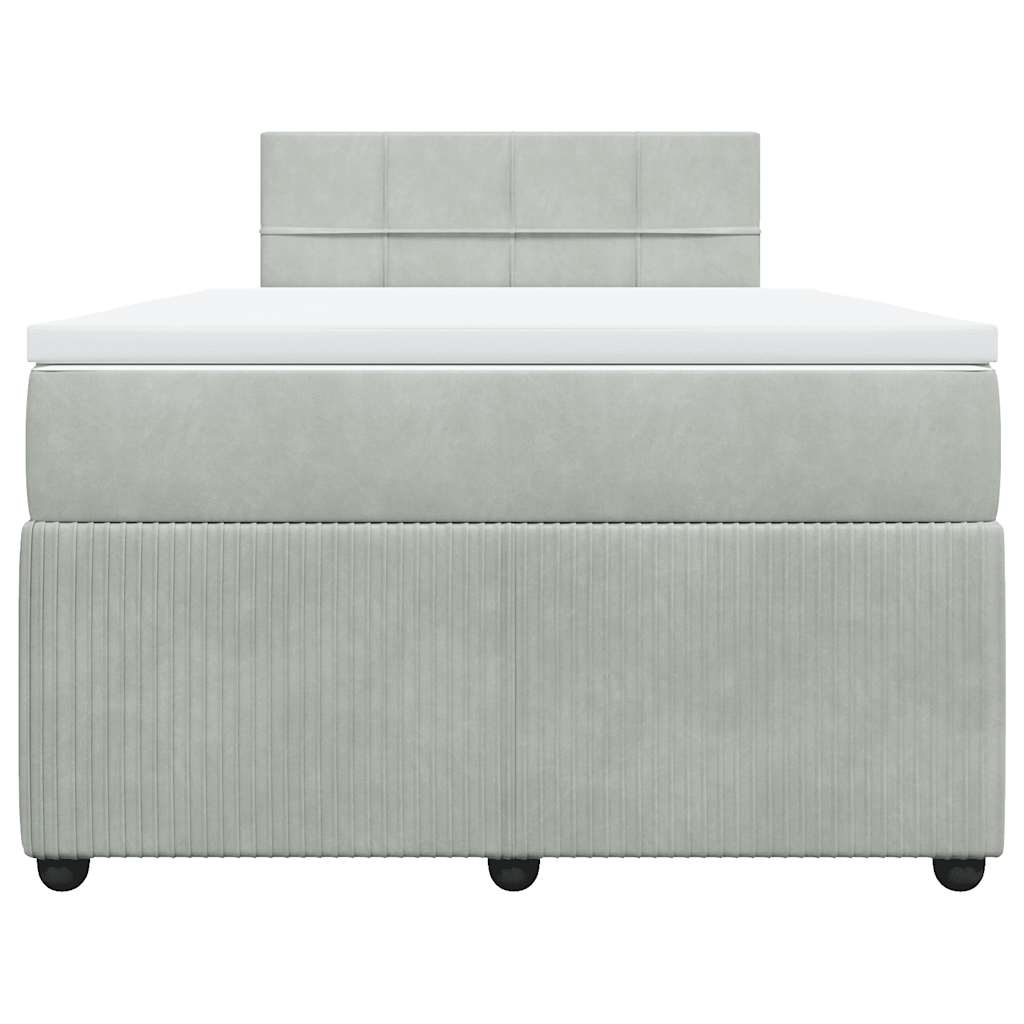 Boxspringbett mit Matratze Hellgrau 120x200 cm Samt