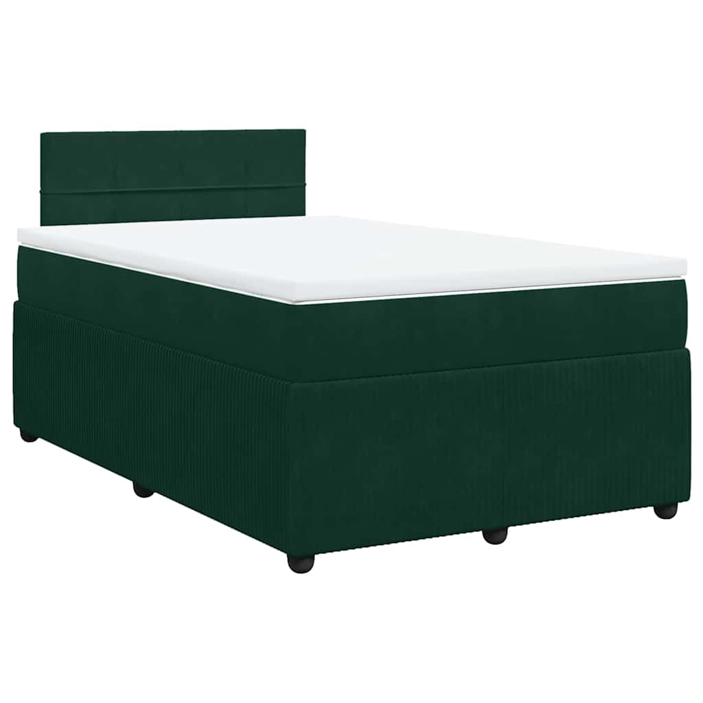 Boxspringbett mit Matratze Dunkelgrün 120x200 cm Samt