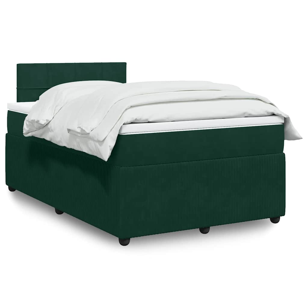 Boxspringbett mit Matratze Dunkelgrün 120x200 cm Samt