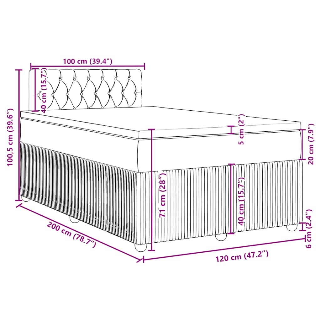 Boxspringbett mit Matratze Schwarz 120x200 cm Samt