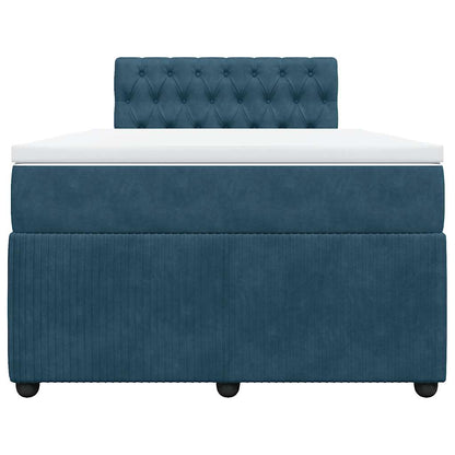 Boxspringbett mit Matratze Blau 120x200 cm Samt