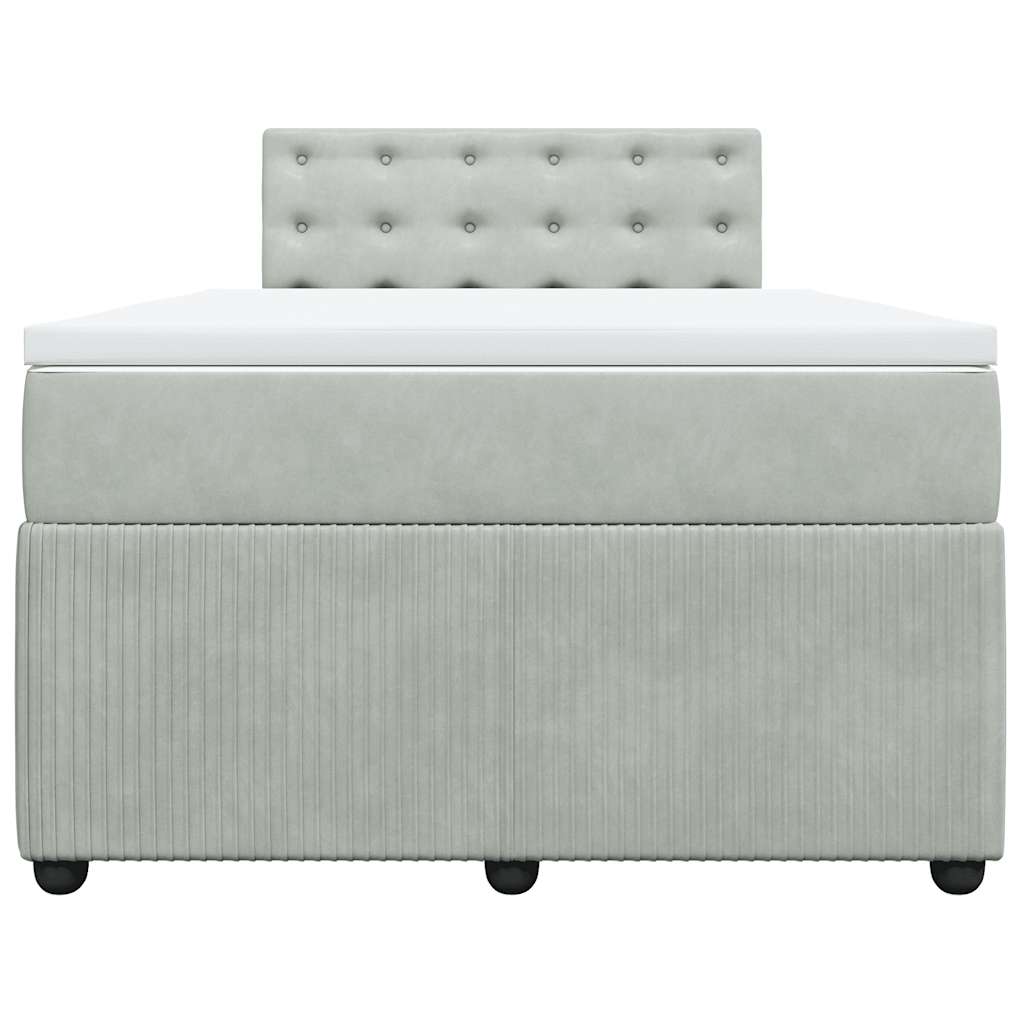 Boxspringbett mit Matratze Hellgrau 120x200 cm Samt
