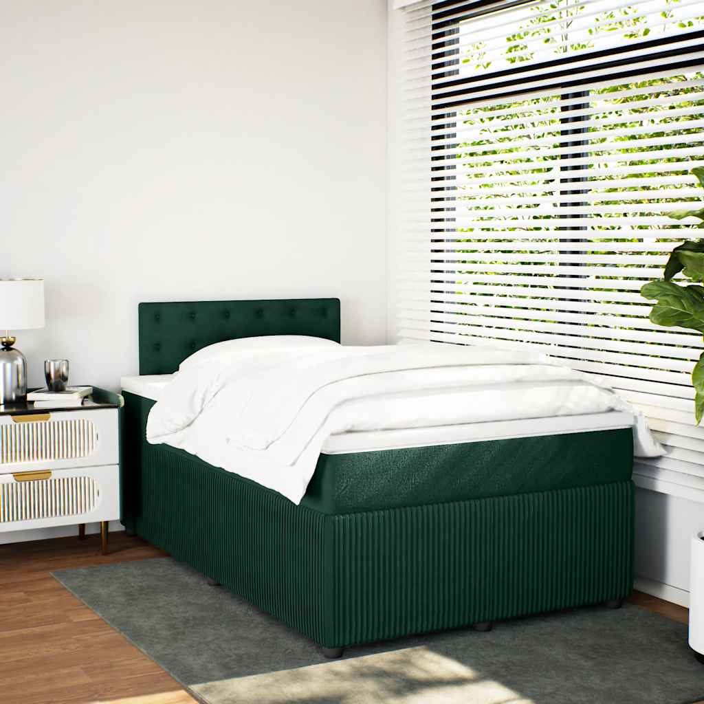 Boxspringbett mit Matratze Dunkelgrün 120x200 cm Samt