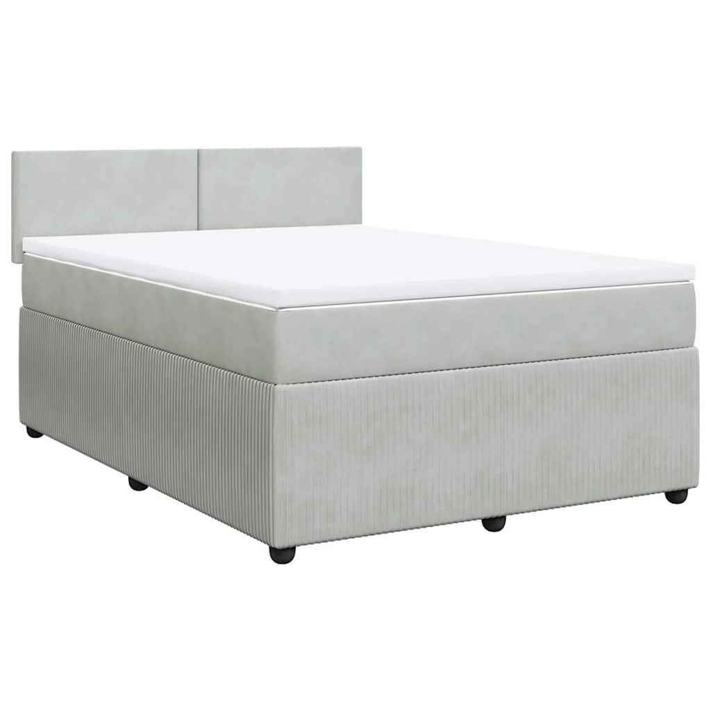 Boxspringbett mit Matratze Hellgrau 140x190 cm Samt