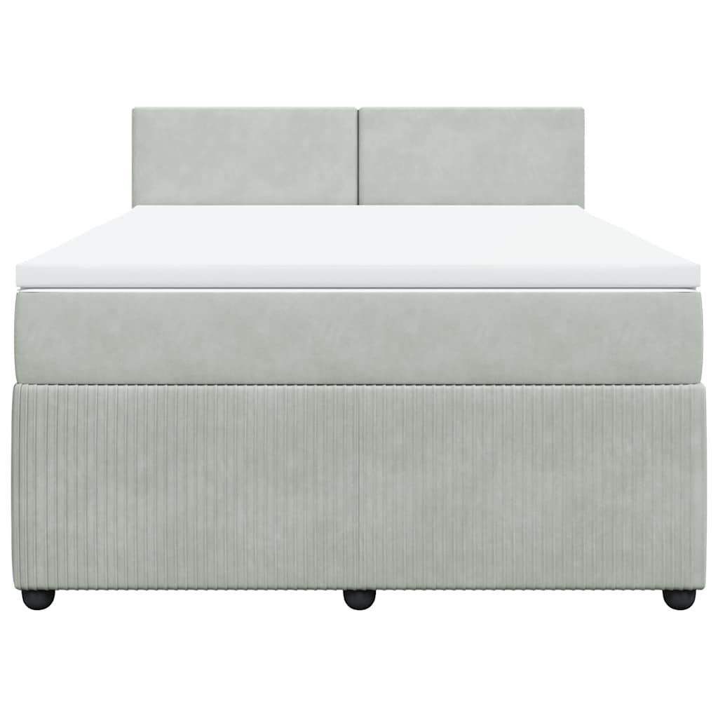 Boxspringbett mit Matratze Hellgrau 140x190 cm Samt