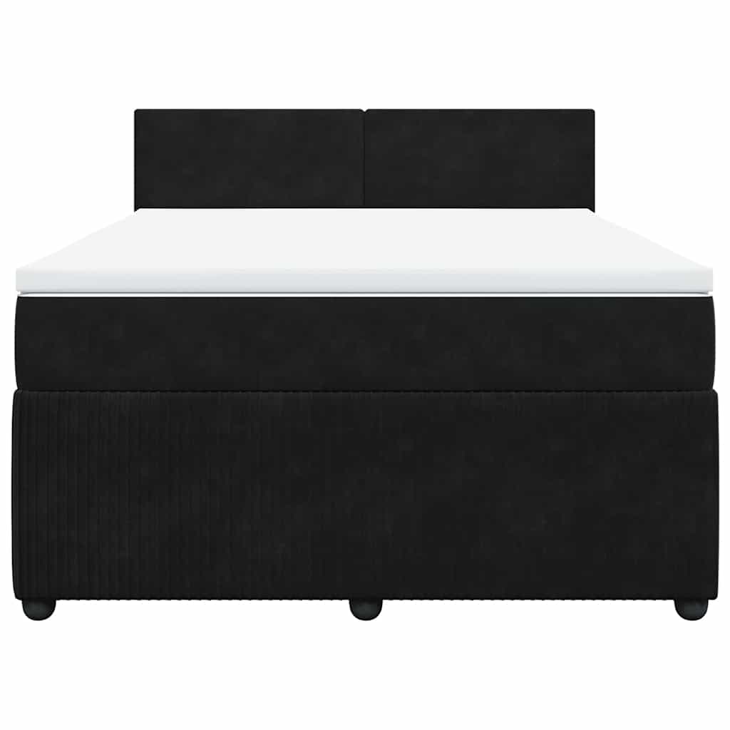 Boxspringbett mit Matratze Schwarz 140x190 cm Samt