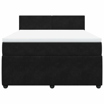 Boxspringbett mit Matratze Schwarz 140x190 cm Samt