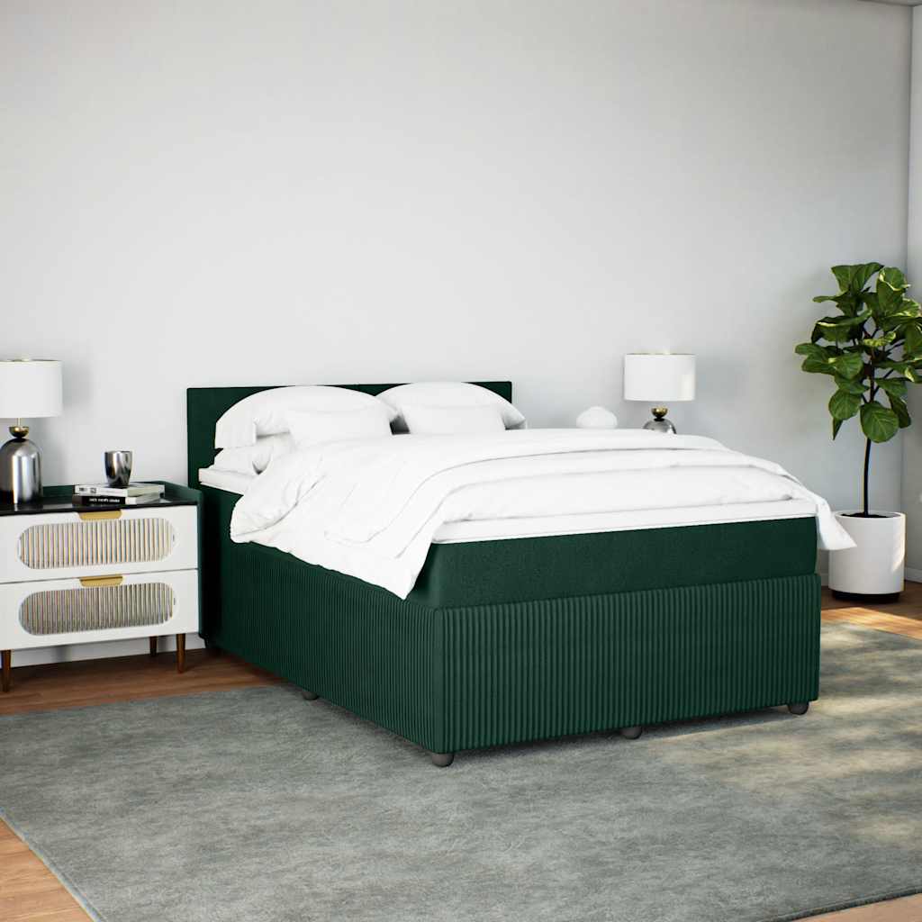 Boxspringbett mit Matratze Dunkelgrün 140x190 cm Samt