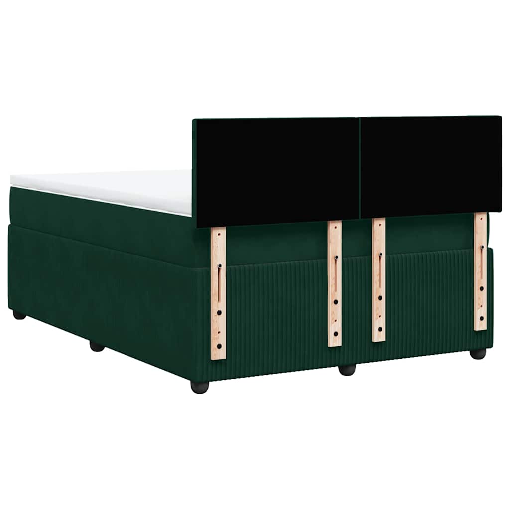 Boxspringbett mit Matratze Dunkelgrün 140x190 cm Samt