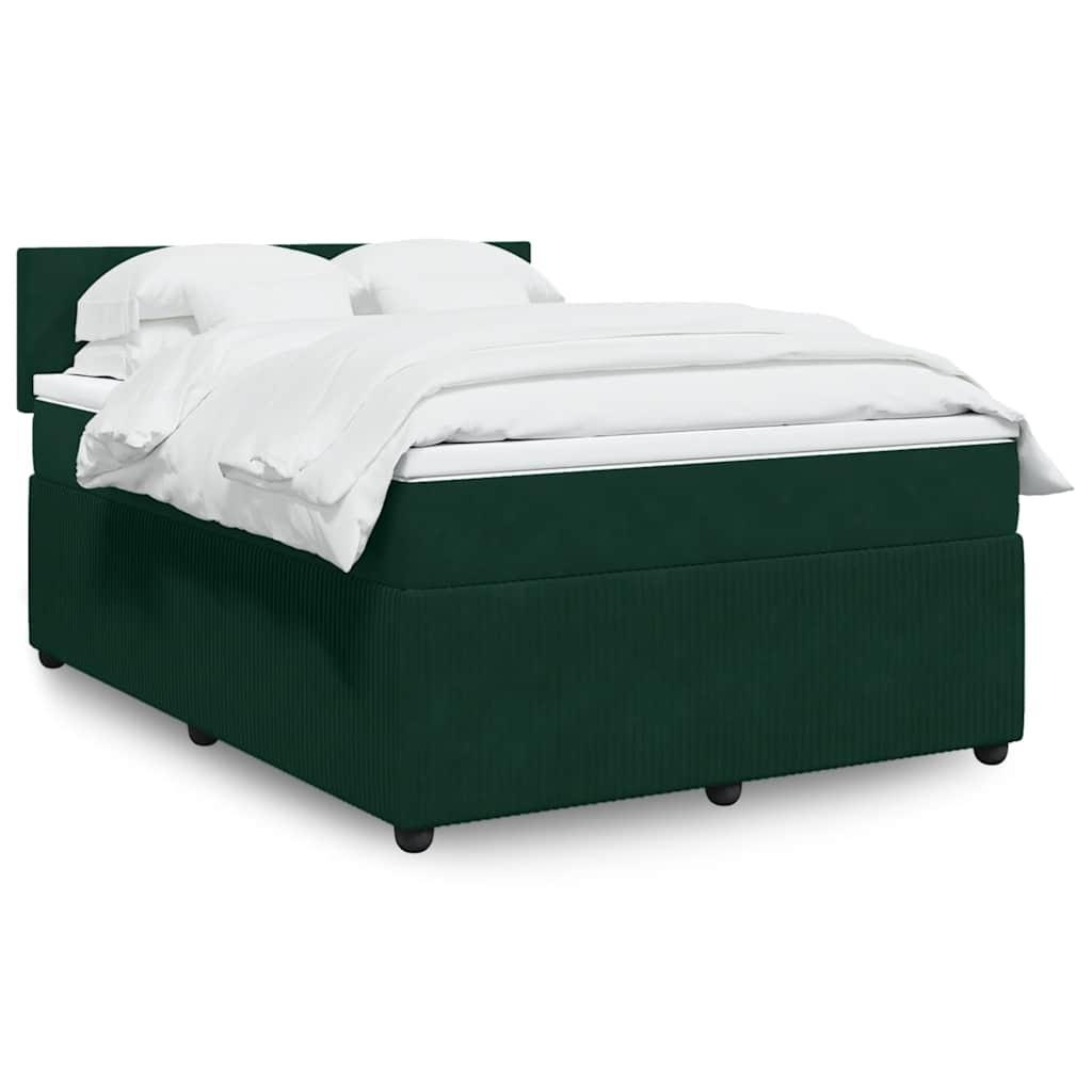 Boxspringbett mit Matratze Dunkelgrün 140x190 cm Samt