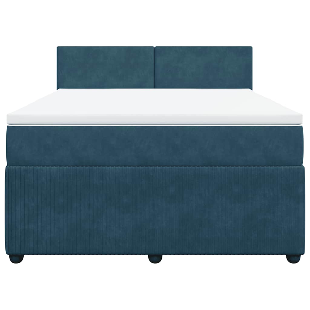 Boxspringbett mit Matratze Blau 140x190 cm Samt