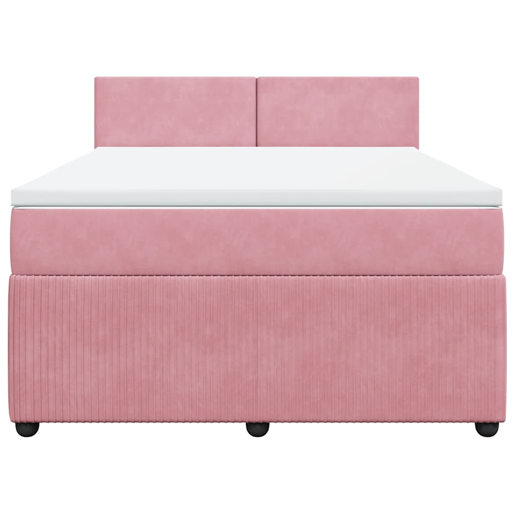 Boxspringbett mit Matratze Rosa 140x190 cm Samt
