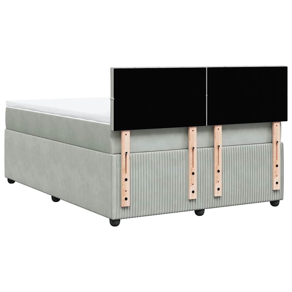 Boxspringbett mit Matratze Hellgrau 140x190 cm Samt