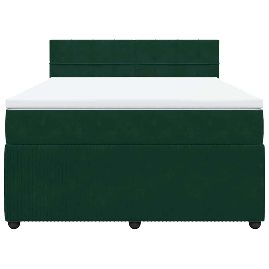 Boxspringbett mit Matratze Dunkelgrün 140x190 cm Samt