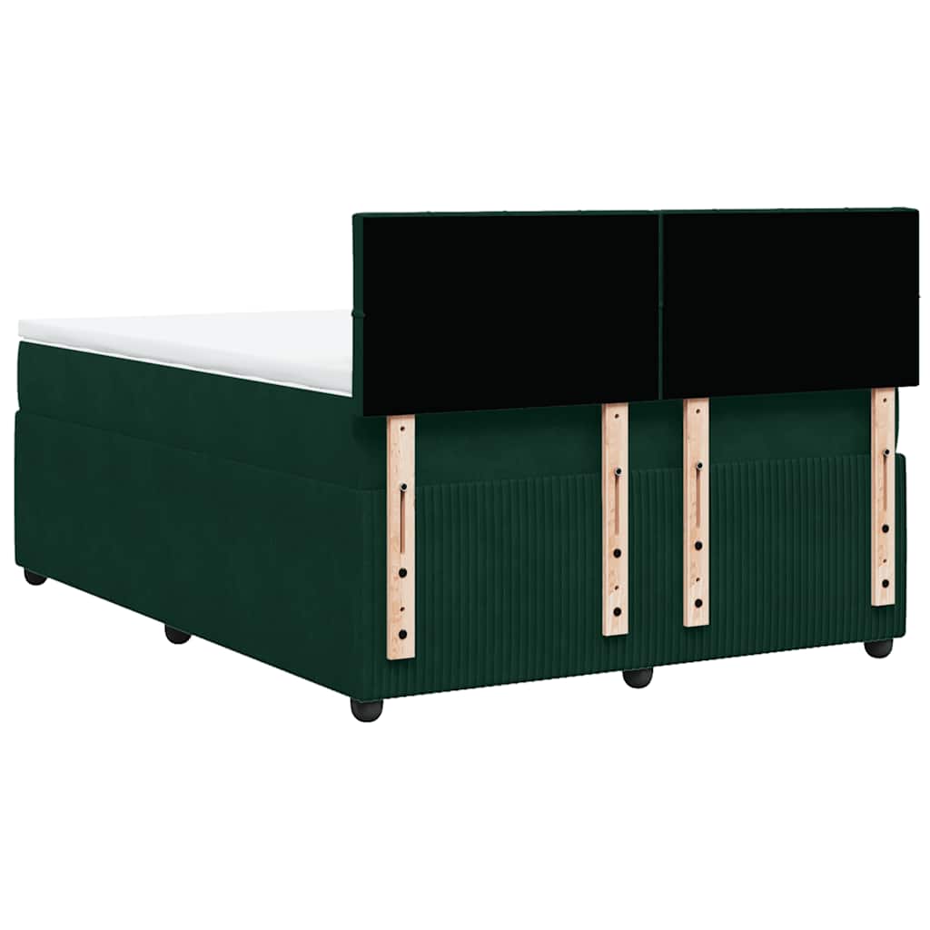 Boxspringbett mit Matratze Dunkelgrün 140x190 cm Samt
