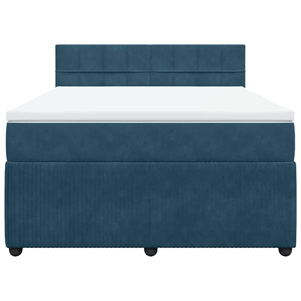 Boxspringbett mit Matratze Blau 140x190 cm Samt