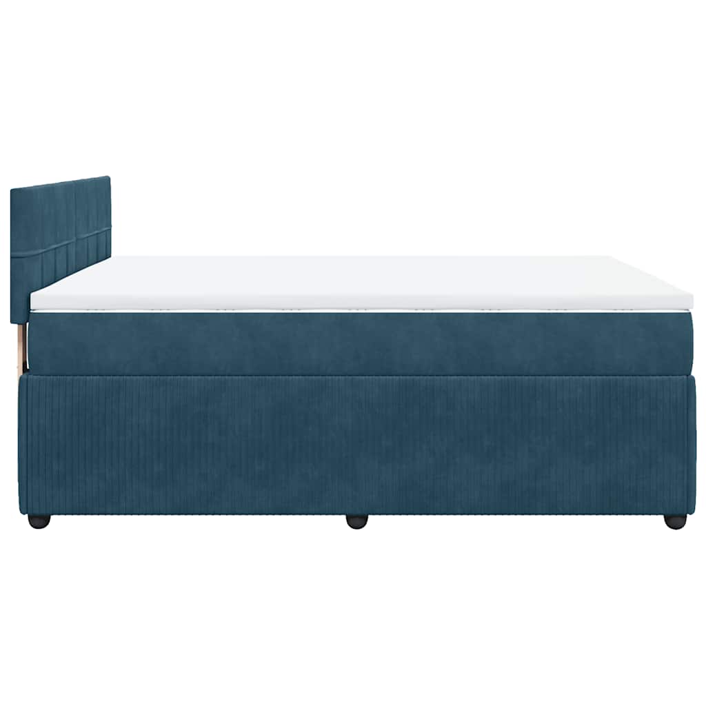 Boxspringbett mit Matratze Blau 140x190 cm Samt