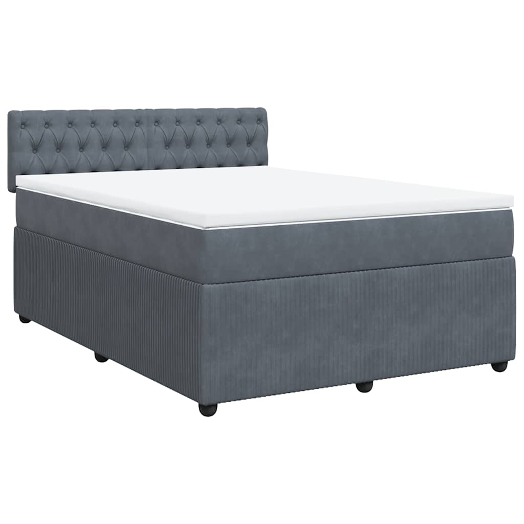 Boxspringbett mit Matratze Dunkelgrau 140x190 cm Samt