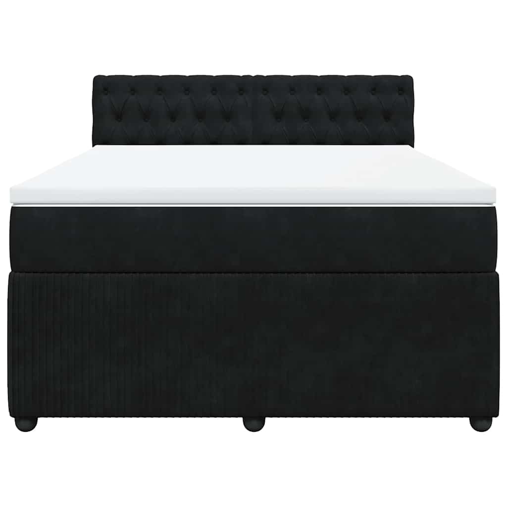 Boxspringbett mit Matratze Schwarz 140x190 cm Samt