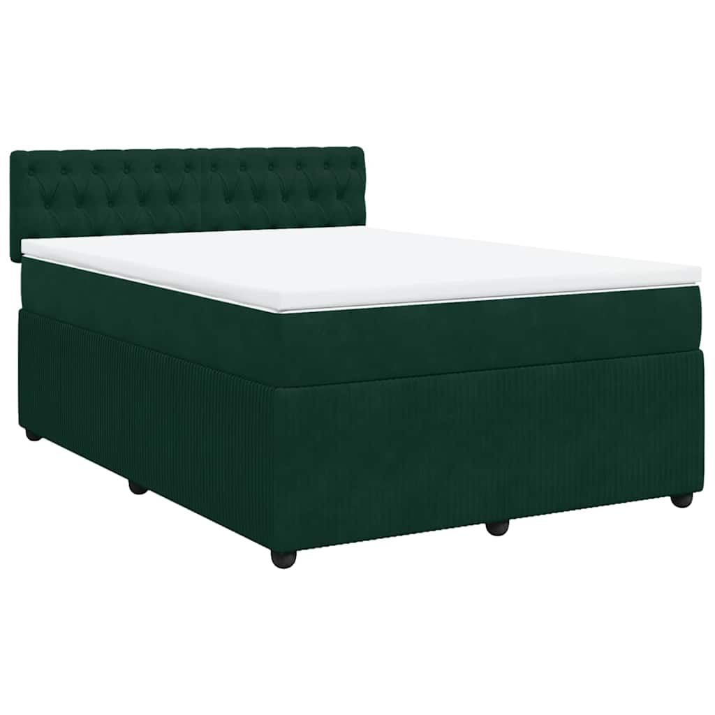 Boxspringbett mit Matratze Dunkelgrün 140x190 cm Samt