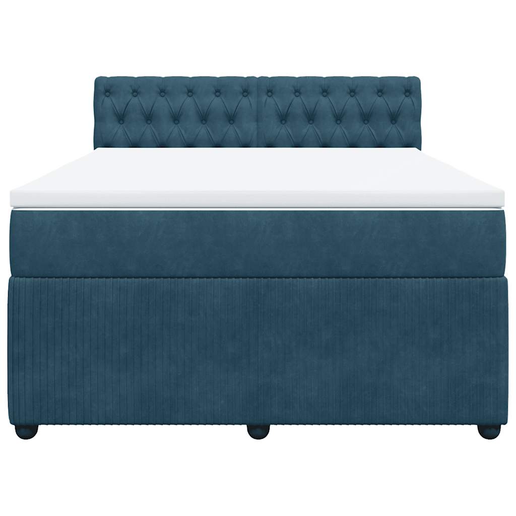 Boxspringbett mit Matratze Blau 140x190 cm Samt