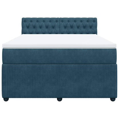 Boxspringbett mit Matratze Blau 140x190 cm Samt