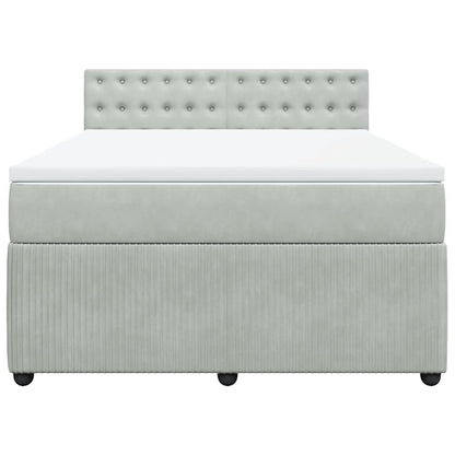 Boxspringbett mit Matratze Hellgrau 140x190 cm Samt