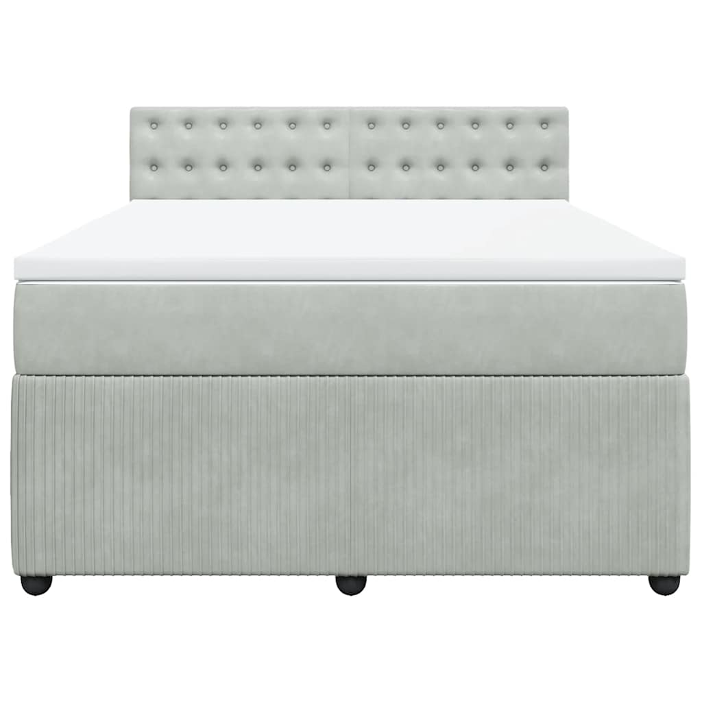 Boxspringbett mit Matratze Hellgrau 140x190 cm Samt