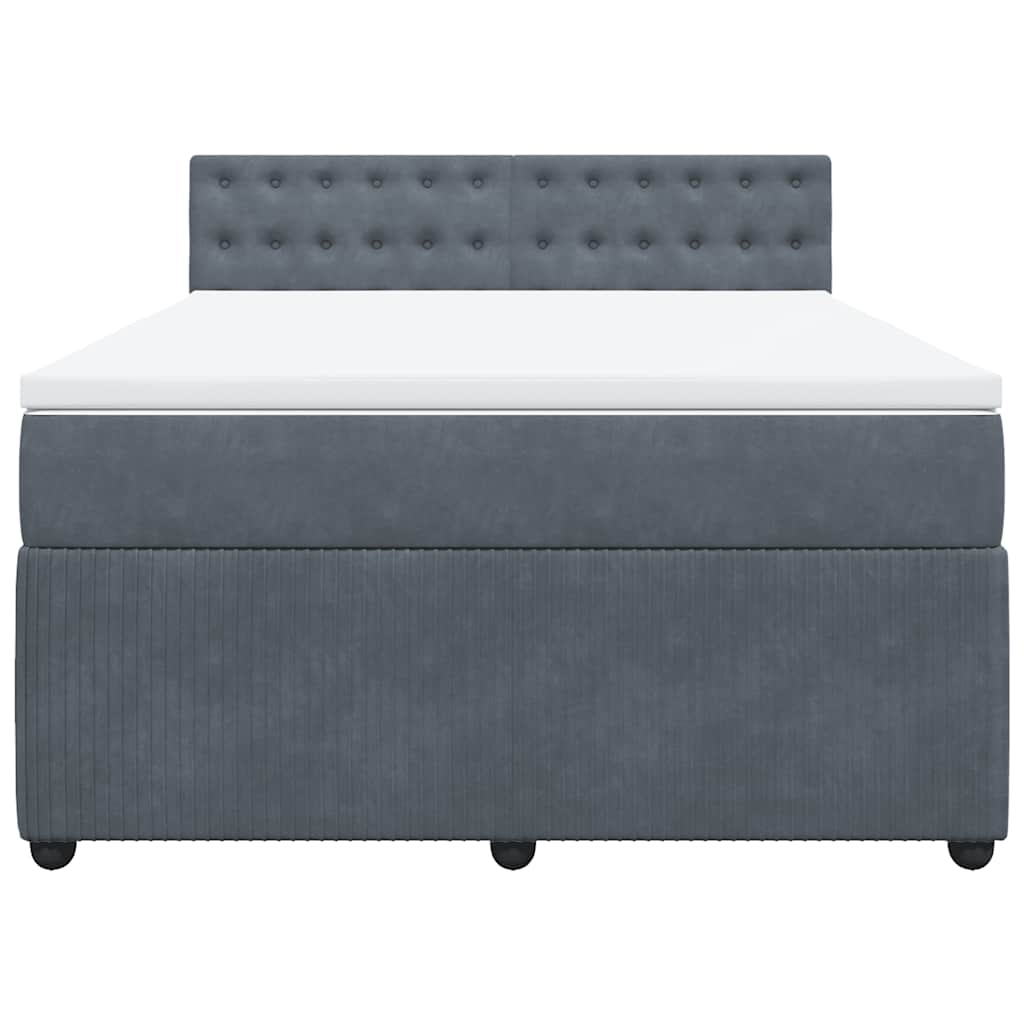 Boxspringbett mit Matratze Dunkelgrau 140x190 cm Samt