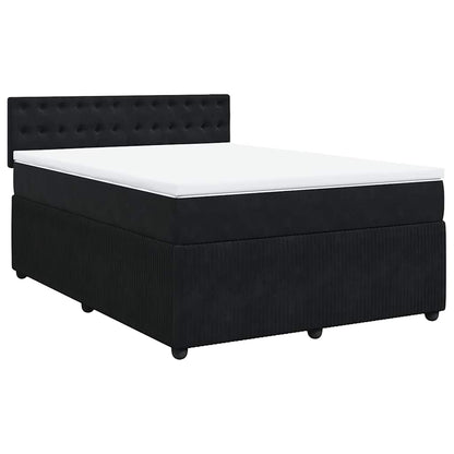 Boxspringbett mit Matratze Schwarz 140x190 cm Samt