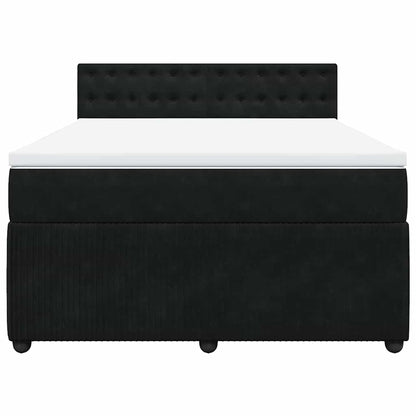 Boxspringbett mit Matratze Schwarz 140x190 cm Samt