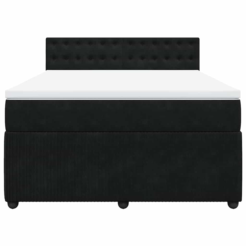 Boxspringbett mit Matratze Schwarz 140x190 cm Samt