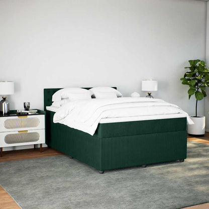 Boxspringbett mit Matratze Dunkelgrün 140x190 cm Samt