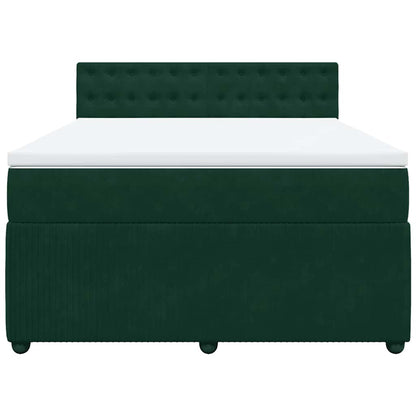 Boxspringbett mit Matratze Dunkelgrün 140x190 cm Samt