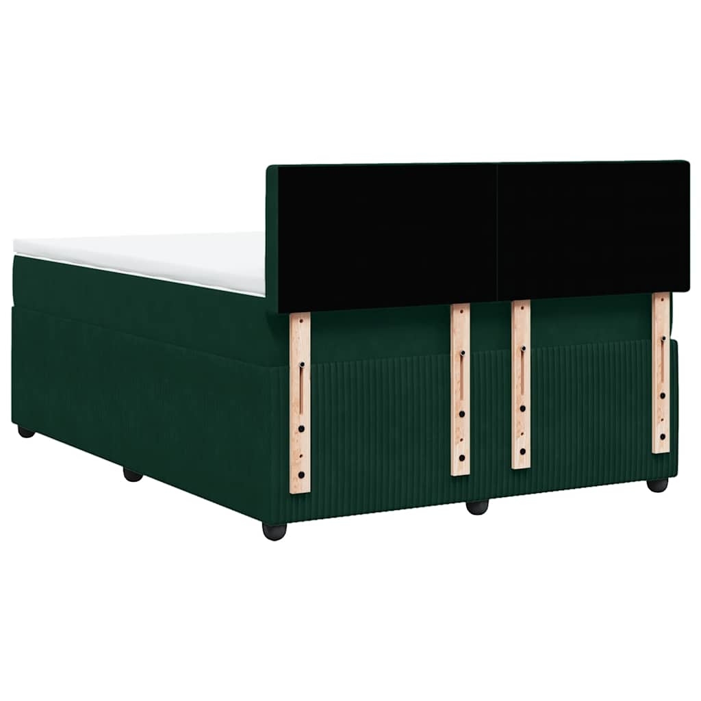 Boxspringbett mit Matratze Dunkelgrün 140x190 cm Samt