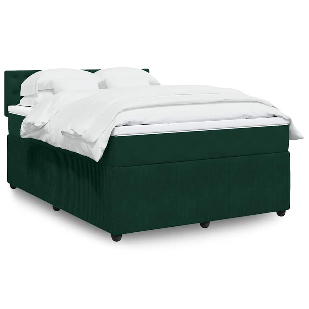 Boxspringbett mit Matratze Dunkelgrün 140x190 cm Samt